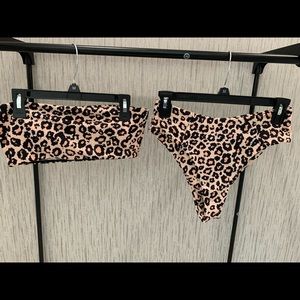 cheetah print bandeau bikini